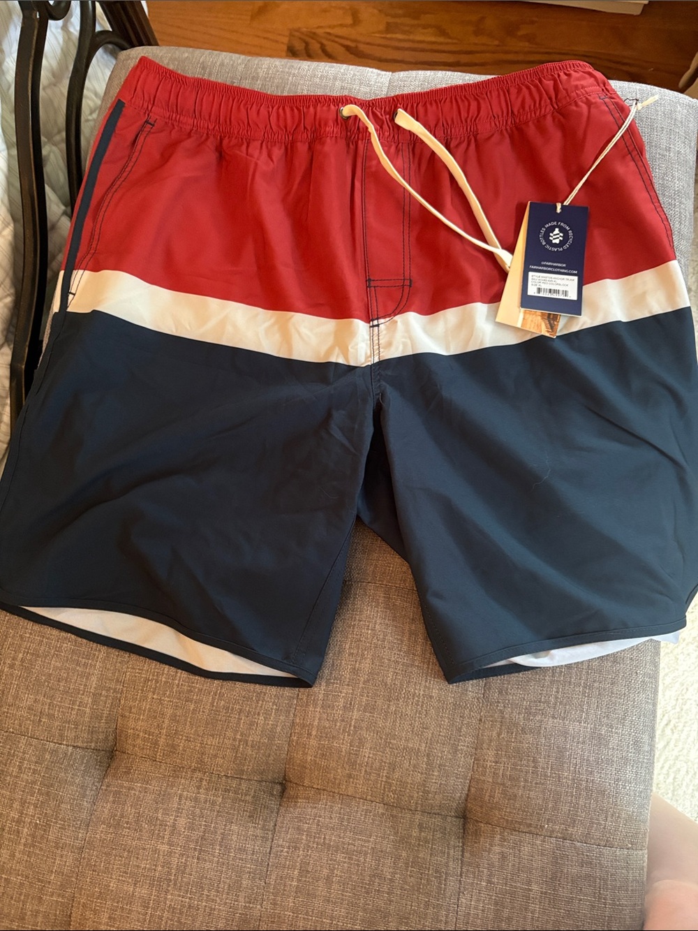 Men's Fair Harbor Colorblock Red & Navy Swim Trunks